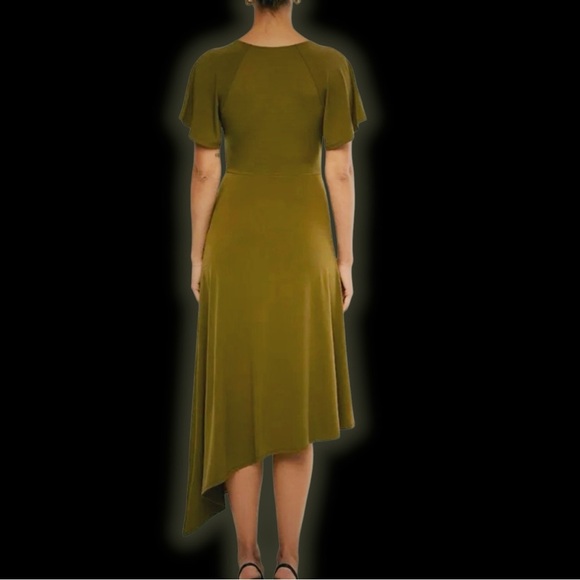 NWT WeWoreWhat ‘Cutout Asymmetric Midi Dress’ in “Military Olive” Size Small - Picture 3 of 6